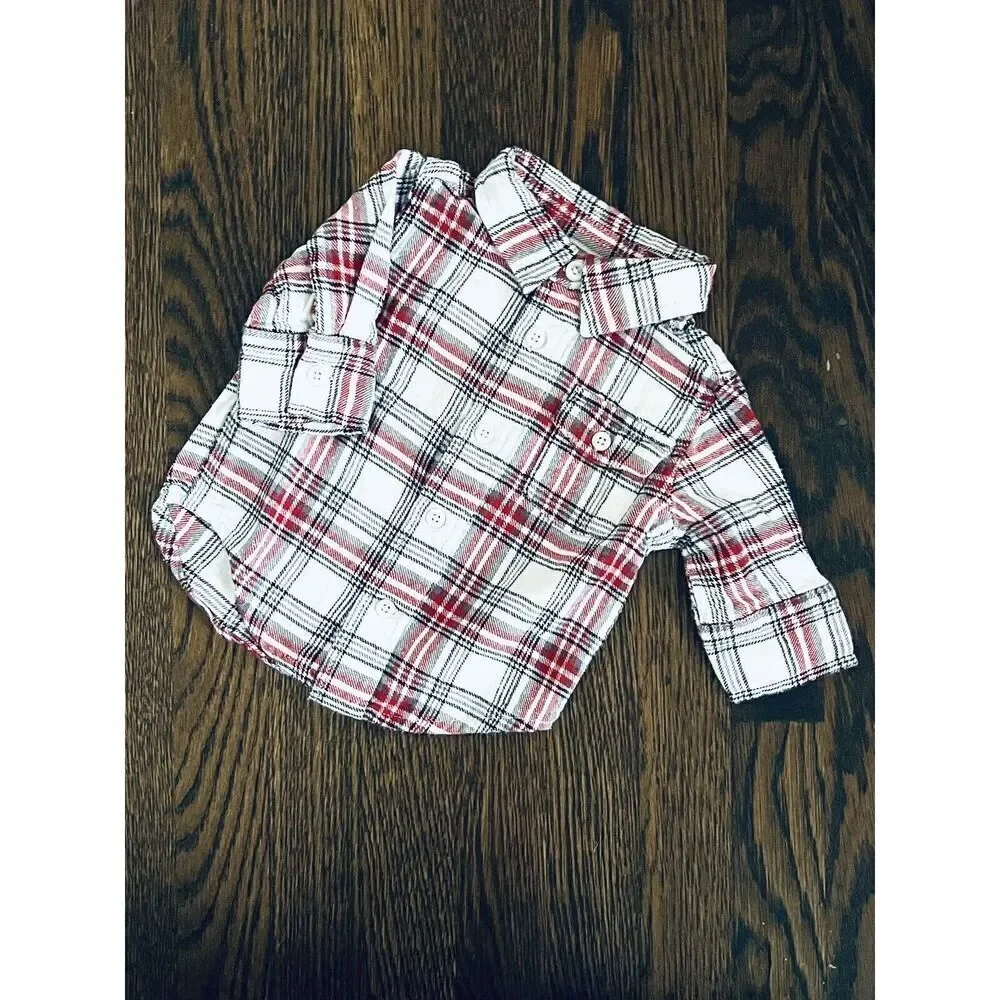 GYMBORee 0-3 Months 3-piece Bundle Knit Top, Flannel Shirt and Denim Bottoms BUY
